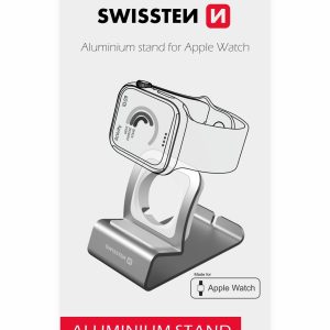 Stojan na Apple Watch od Swissten, strieborný