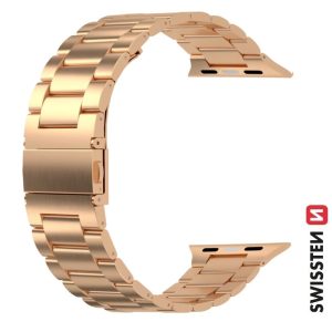 Swissten kovový remienok pre Apple Watch 42–49 mm, ružovo-zlatý